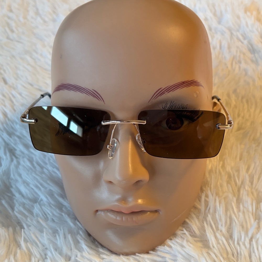 Stylish Brown Rectangular Sunglasses Slightly Used - image 1